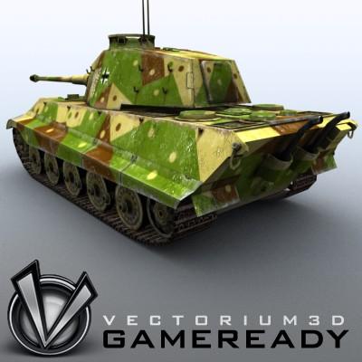 3D Model of Game Ready Low Poly King Tiger model - 3D Render 5